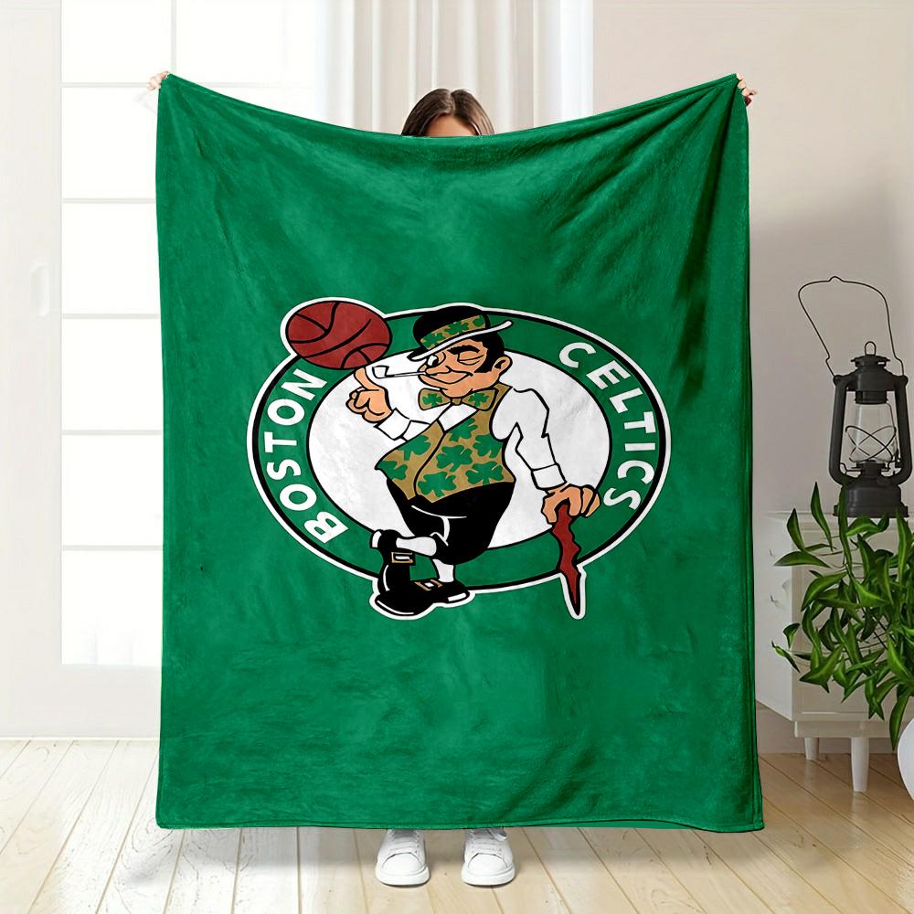 Boston Celtics Logo Design Patterned flannel blanket perfect for the bedroom living room, sofa, or a little nap
