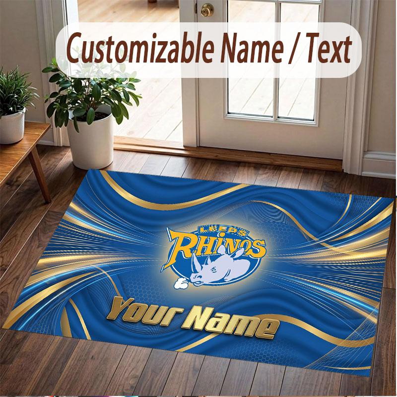 Custom Rug Leeds Rhinos Pattern Print Name Text Soft Non‑Slip Floor Carpet for Home Indoor Decoration