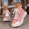 Canvas Women Sneakers Trend New Sports Running Lace-up Casual Women Shoes Walking Flats Designer Autumn Embroidery Craft