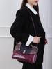 2024 Crocodile Pattern Patent Leather Women's Accordion Shoulder Bag - Fashionable, High-End Design