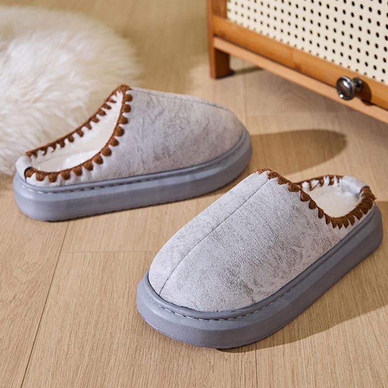 Fashion Fashion Faux Suede Plush Slippers Women Non Slip Platform Cotton Slippers for Woman Indoor Fur Warm House Fur Slides Mujer