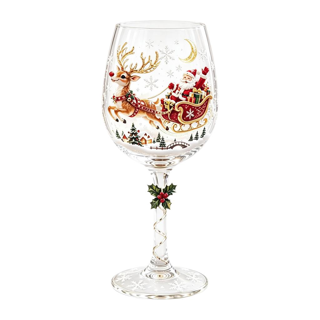 Christmas Stemless Wine Glasses Holiday Glassware Christmas Glass Art Cup for Coffee Cocktails Whiskey Soda