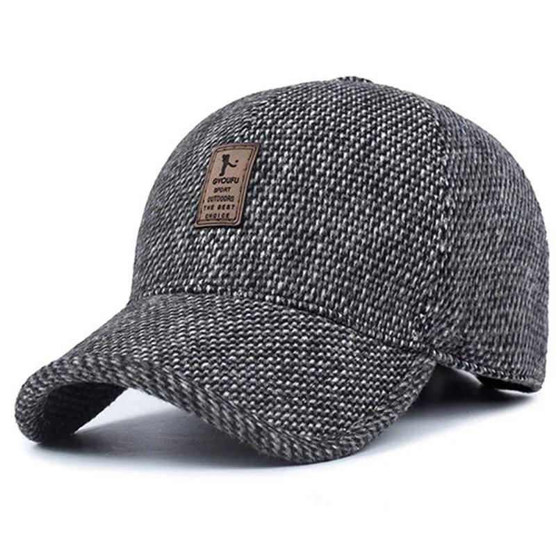 Unisex Letter Label Baseball Caps Winter Thicken Warm Hats Outdoor Adjustable Casual Hats Hip Hop Caps