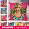 Pop Stil Frauen Sexy Kissenbezug Dekor Cartoon Dame Doppelter Druck Kissenbezug für Sofa Zuhause Weich Plüsch Überwurf Kissenbezug