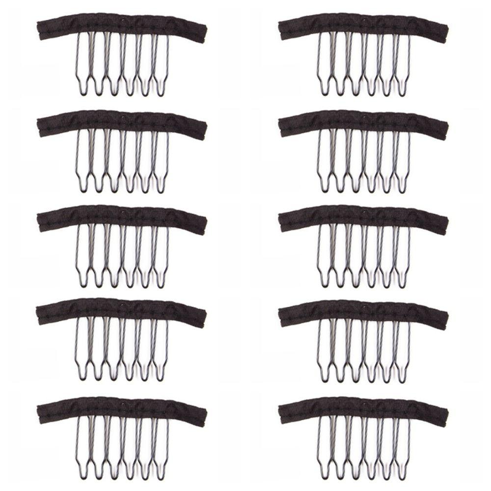 10 Pcs/Lot Cloth Wig Clips 6/8 Theeth Hair Extension Clips Wig Making Tool Wig Combs  for Wig Caps