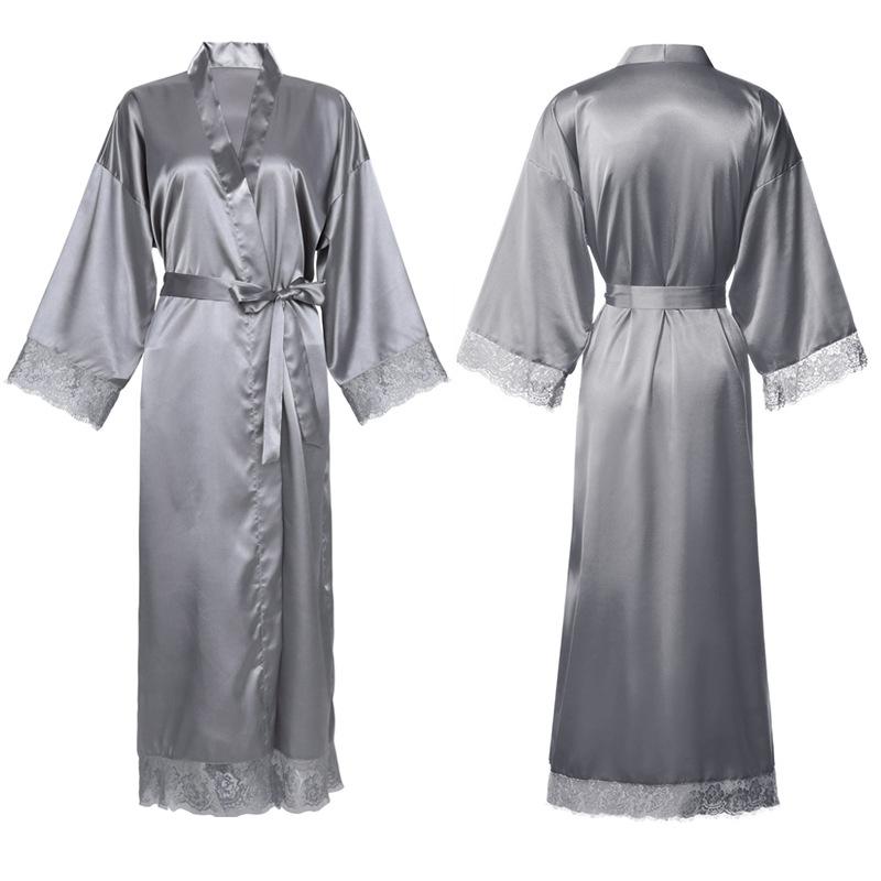Silk Satin Lace Robes Bridesmaid Bride Wedding Long Bathrobe Womens Robe Lingerie