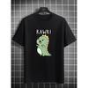 European Size Men's Cute Dinosaur Pattern T-Shirt, Lightweight Summer T-Shirt, Casual Round Neck Short Sleeve, Soft Fabric, Machine Washable T-shirt