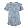Plus Size Printed Scrub Working Uniform Tops For Women's V-Neck Short Sleeve Fun T-Shirts Workwear Tee With Pockets