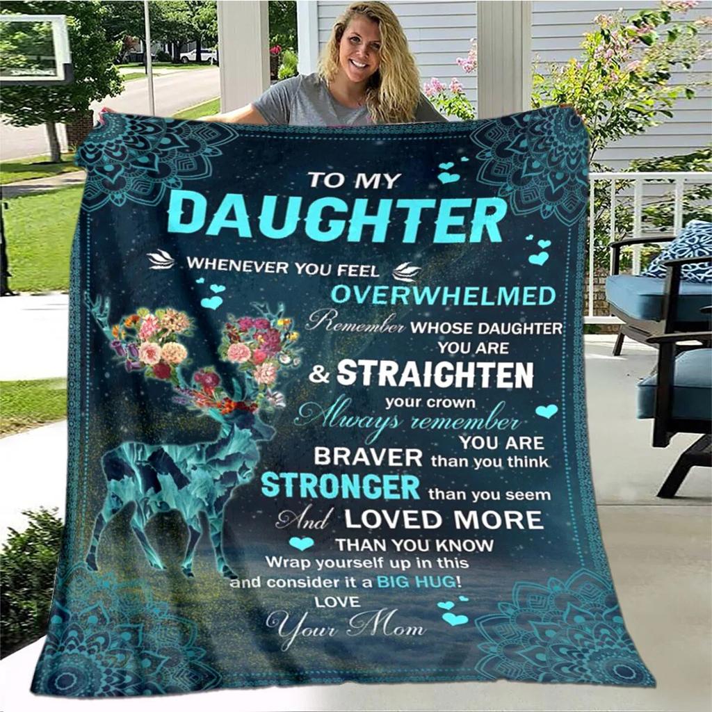 Personalized Blanket Dad Mom To Daughter Blanket  Lion Wolf Tiger Blanket  Sofa Bed Blanket From Family