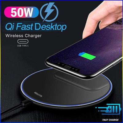 50W Qi Wireless Charger Fast Charging Pad for All Qi Standard iPhone Samsung Huawei Xiaomi Android Mobile Phone