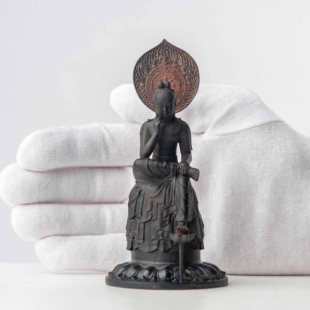 Miniature Painted Bodhisattva Statue Buddhist Wood Buddha Statue World Bodhisattva Buddha, Present-day Half-Lotus (Wooden Boxwood) - Statue,