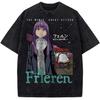 Manga Frieren: Beyond Journey's End Fern Printed Tee Men Women Clothing Cotton T-shirt Vintage Washed T Shirt Harajuku Tshirt