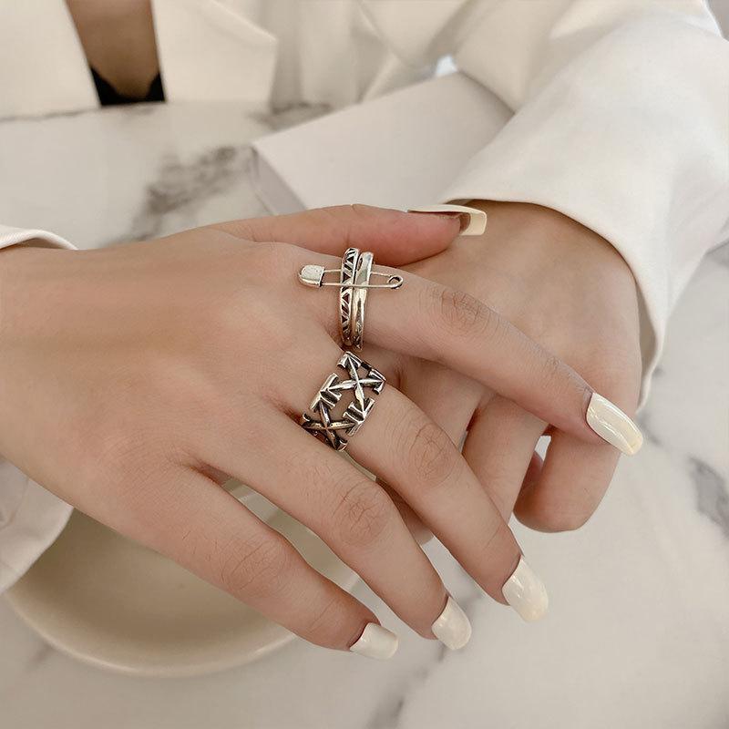 Trendy Korean Fashion Hollow Design Double Layer Ring Adjustable For Occasions All