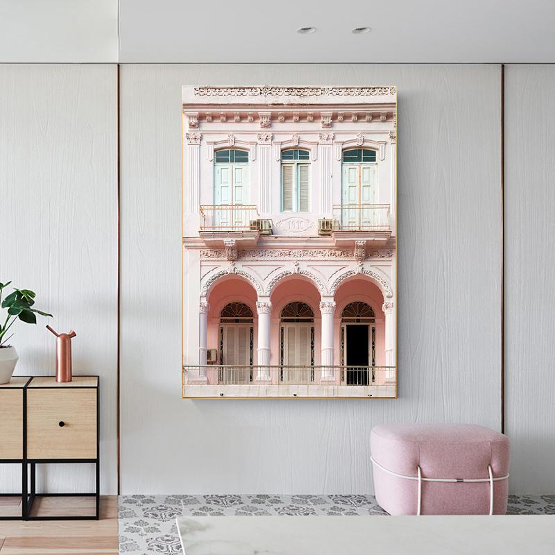 Nordycki Liść Samochód Kawiarnia Uliczna Dziewczyna Obcasy Różowy Kwiat Plakaty i Druki Obraz na Płótnie Ścienne Obrazy Ścienne do Dekoracji Salonu