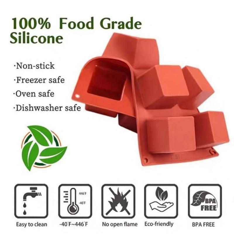 8 cavity square mousse cake mould for baking cubes french dessert mould chocolate brownie candle soap making kitchen accessories