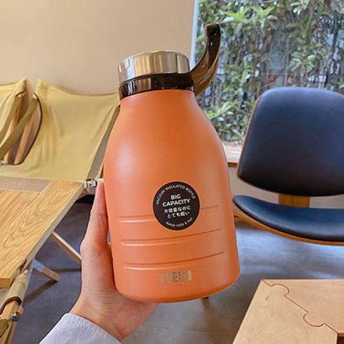 

Простой двойной термос из нержавеющей стали с соломой, портативный большой термос для альпинизма, спорта, фитнеса, путешествий, термобутылки 1500ml