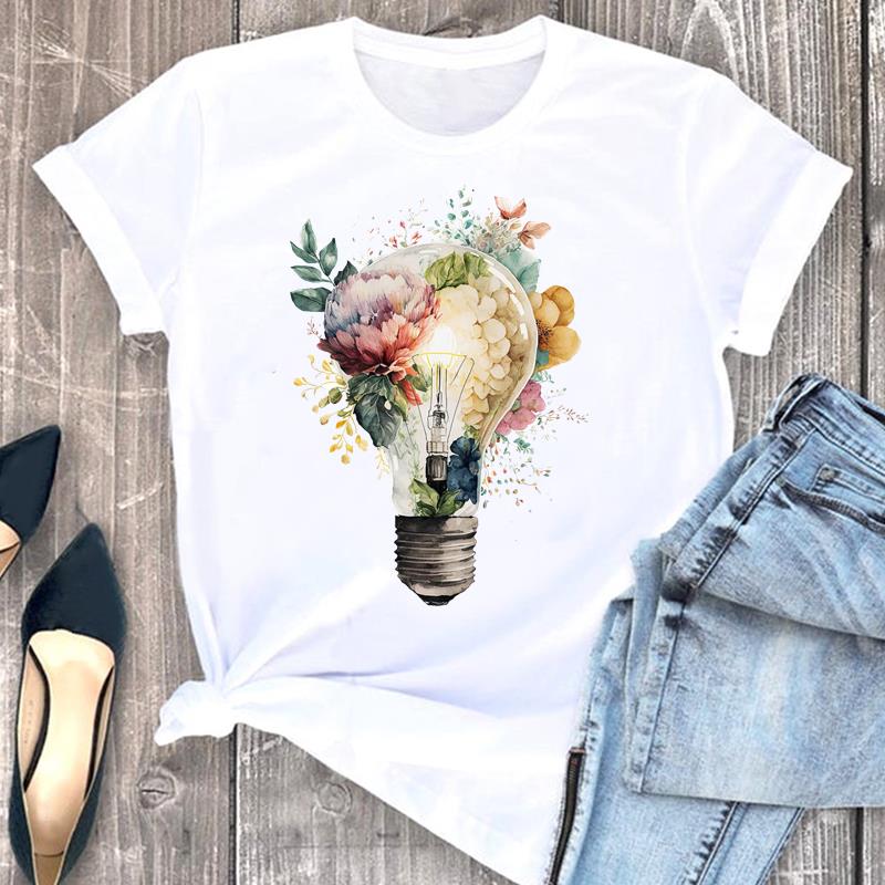 Evropská velikost Tričko Dámské Kreslený Lesní Trend Roztomilé Dámské Krátký Rukáv Oblečení Potisk Módní Grafické Trička Dámské Tričko