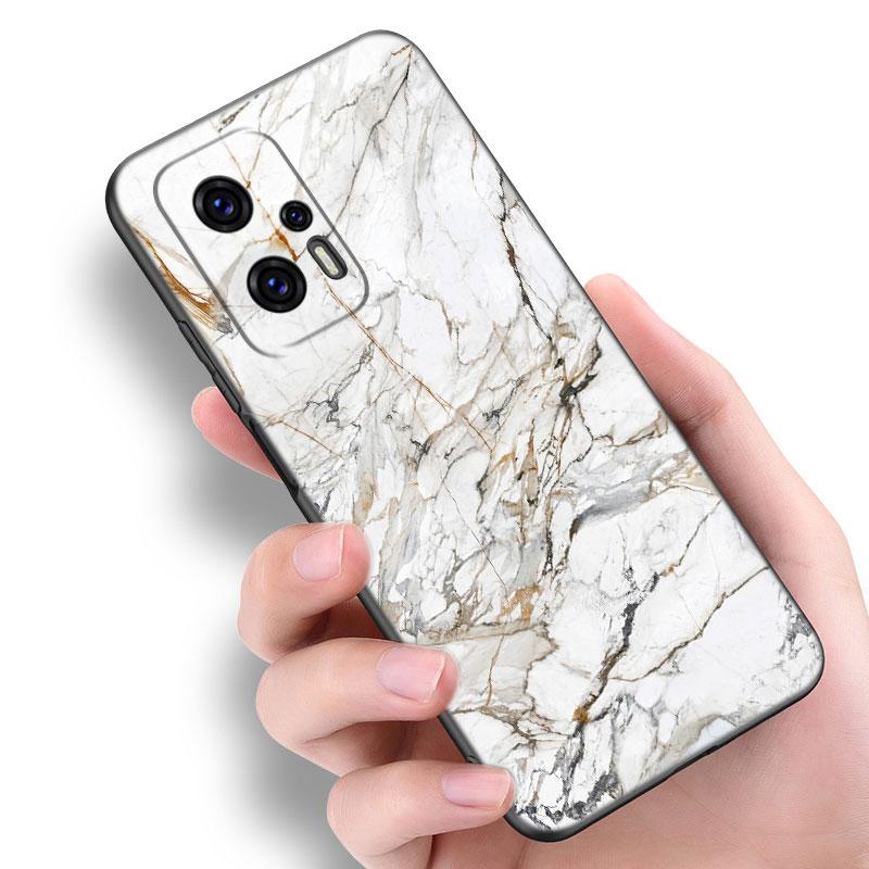 Xiaomi POCO F2 F3 M2 M3 M4 X3 X4 Pro NFC F4 GT 5G F1 X2 C3 C31 C40 M5S için Siyah ve Beyaz Mermer Telefon Kılıfı TPU Siyah Kapak