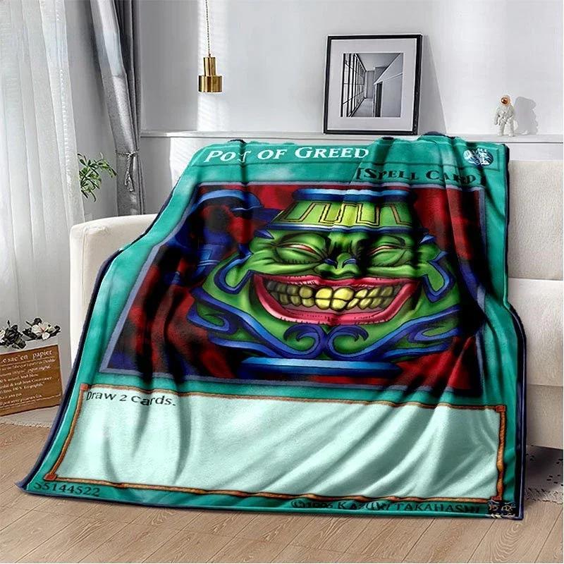Anime Yu Gi Oh Card Throw Blanket Blue Eyes White Dragon Anime Cartoon Soft Plush Blanket Bedroom Bedspread Home Decor