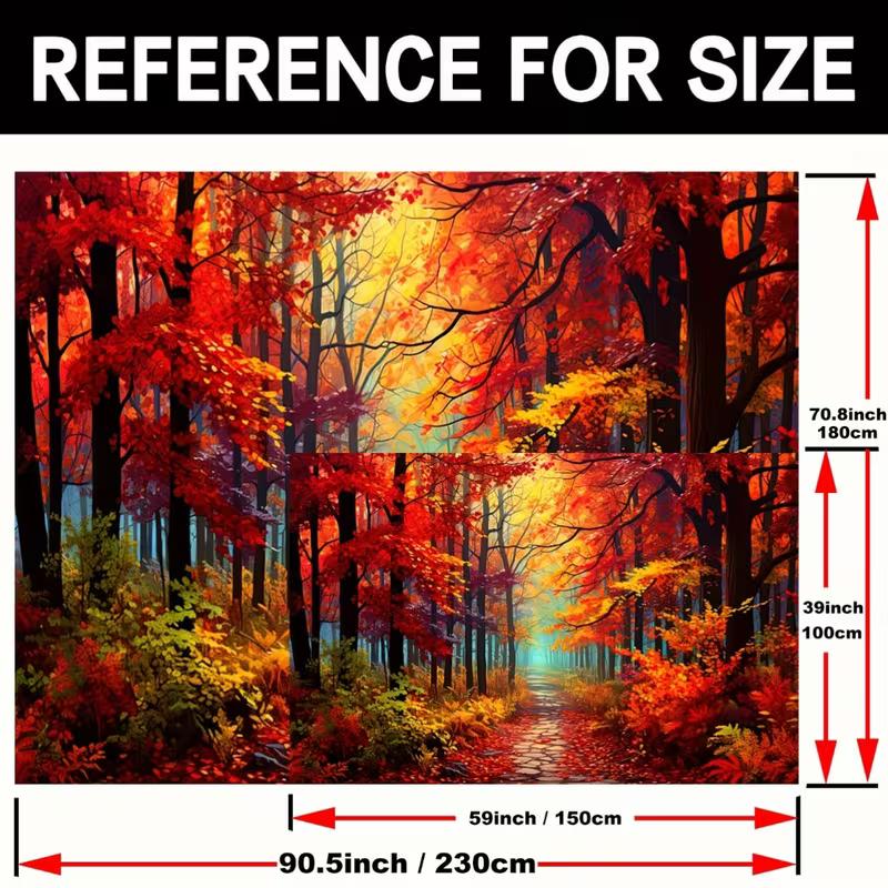 2D Vibrant Red Autumn Tree Backdrop for Outdoor Themed Party