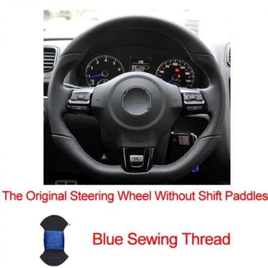 HuiER Hand Sewing Car Steering Wheel Cover Red Marker For Volkswagen Golf 6 GTI MK6 VW Polo GTI Scirocco R Passat CC R-Line