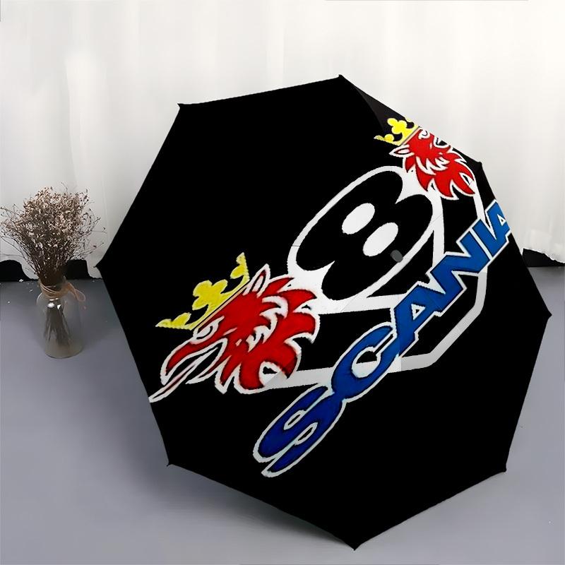 1pc Scania 8 Automatic Open Close Umbrella Windproof Canopy, Automatic Open Close Button10171