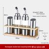 Chushan 304 Stainless Steel Condiment Set with Wooden Base