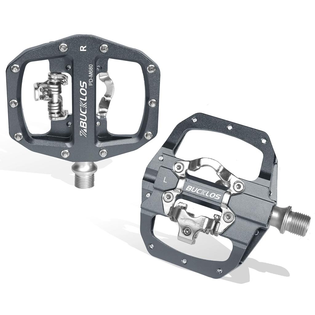 BUCKLOS MTB Pedal for SPD System Bicycle Mixed Pedal Mountain Bike Self-locking Pedals Aluminum Alloy MTB Bike Clipless Pedals
