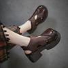 2026 Neue Plateau-Sandalen mit Knöchelriemen für Damen Echtskalbleder Schnalle Offene Rückseite Bequeme klobige Absatz-Sommersandalen