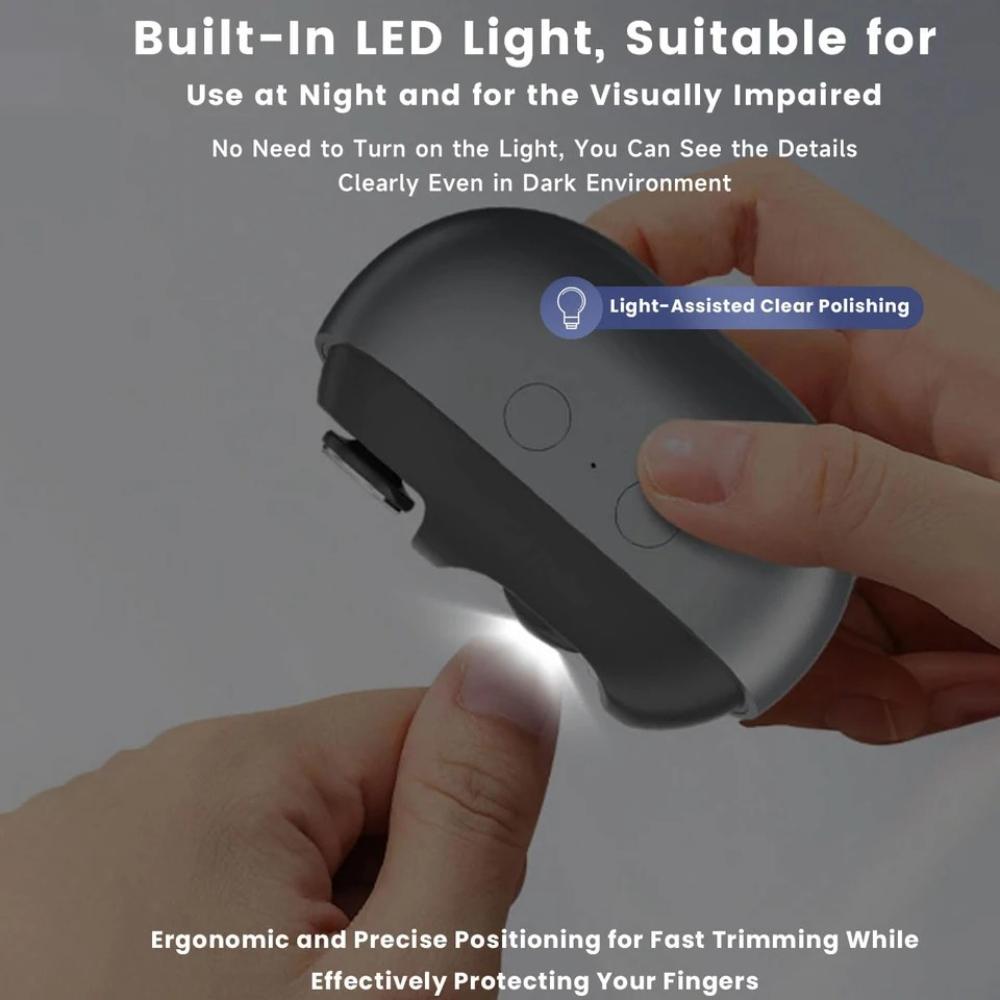 USB Rechargeable 2-Speed Electric Nail Clipper Trimmer & Polisher with LED Light & Clip Storage for Kids Seniors Adults