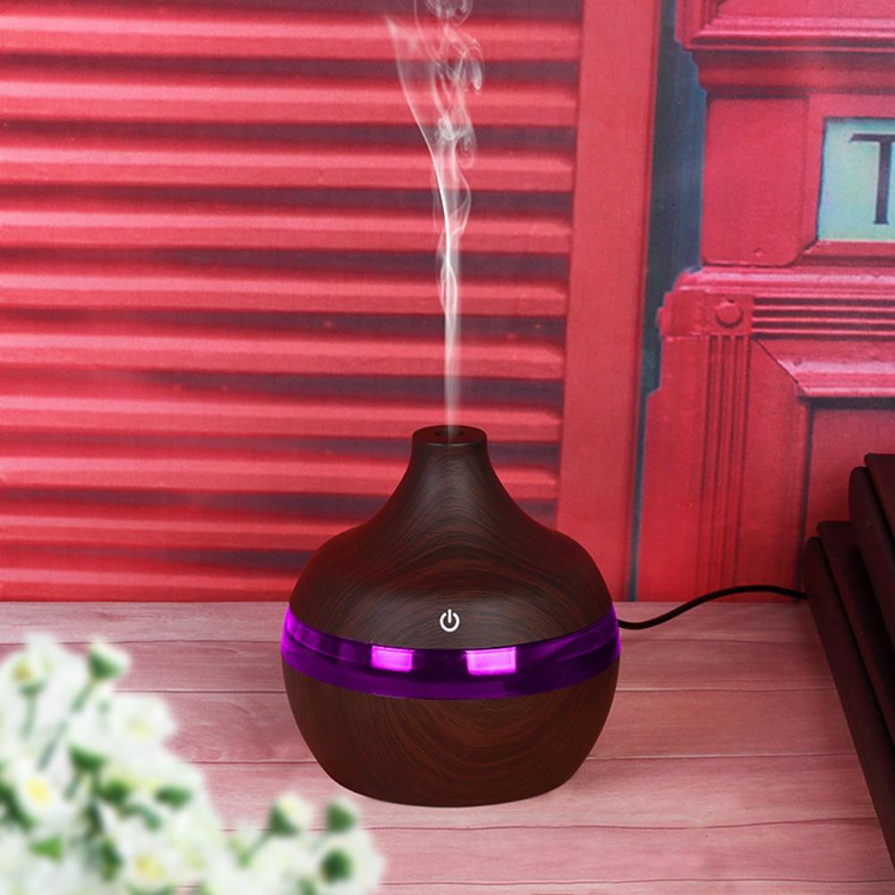 Wood Grain Air Humidifier Colorful LED Light Air Freshener Machine Aroma Oil Diffuser  Living Room