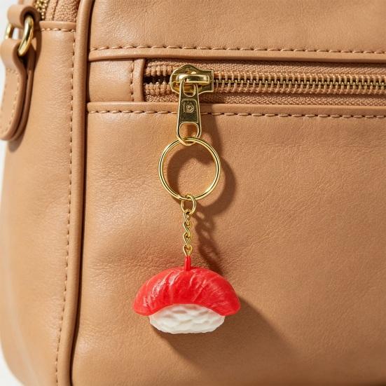 1/6Pcs 3D Printed Sushi Clicker Keychain, Stress Relief Push Button Fidget Toy, Finger Clicker Keyring Pendant Backpack Handbag Charm