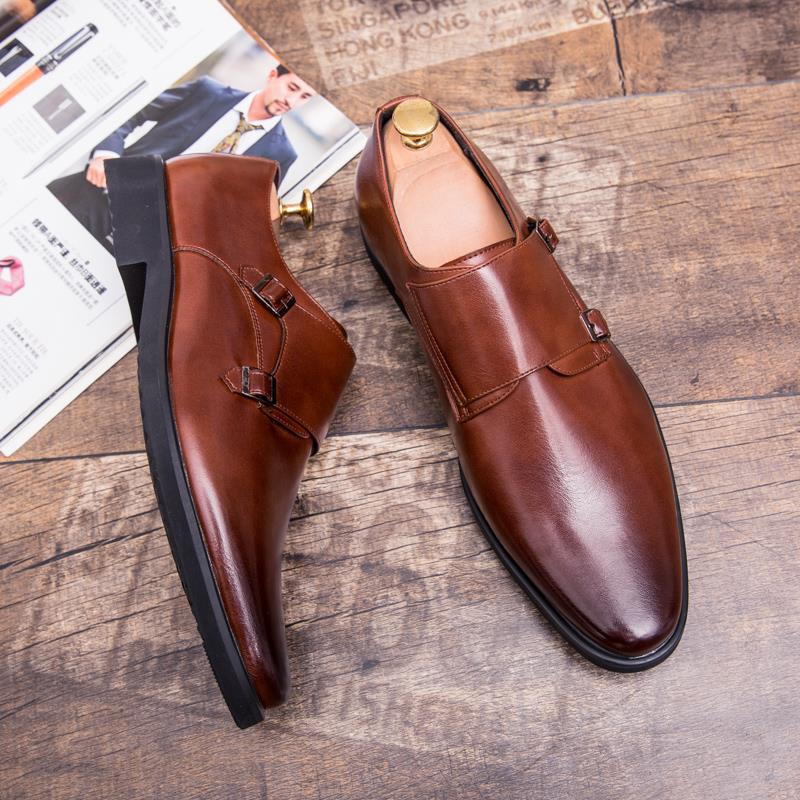 Three-head large-size shoes British pointed leather shoes raw business dress casual shoes studio size