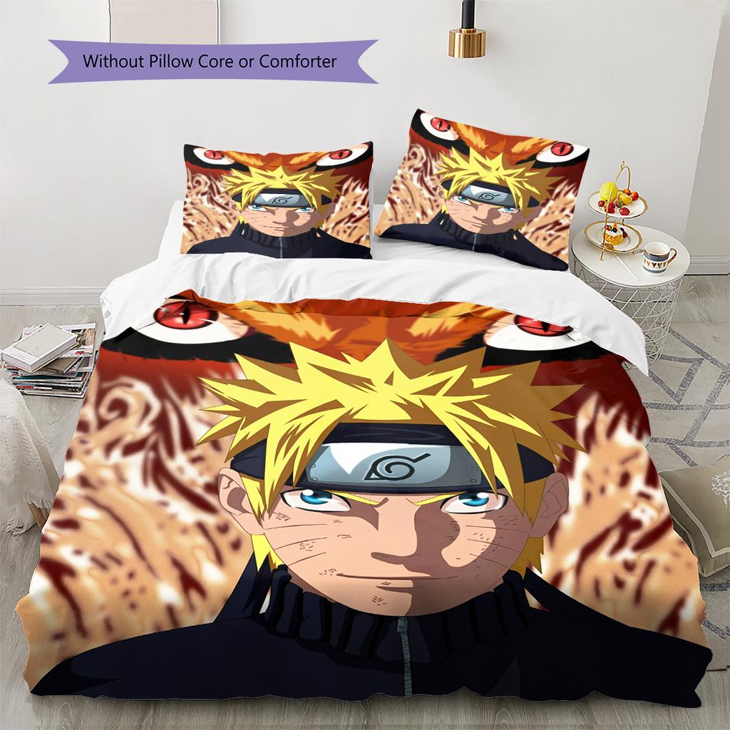 Naruto Uzumaki Naruto Anime Character Pattern Bedding Home Decoration Birthday Gift (1 * duvet cover + 2 * pillowcase, without core)