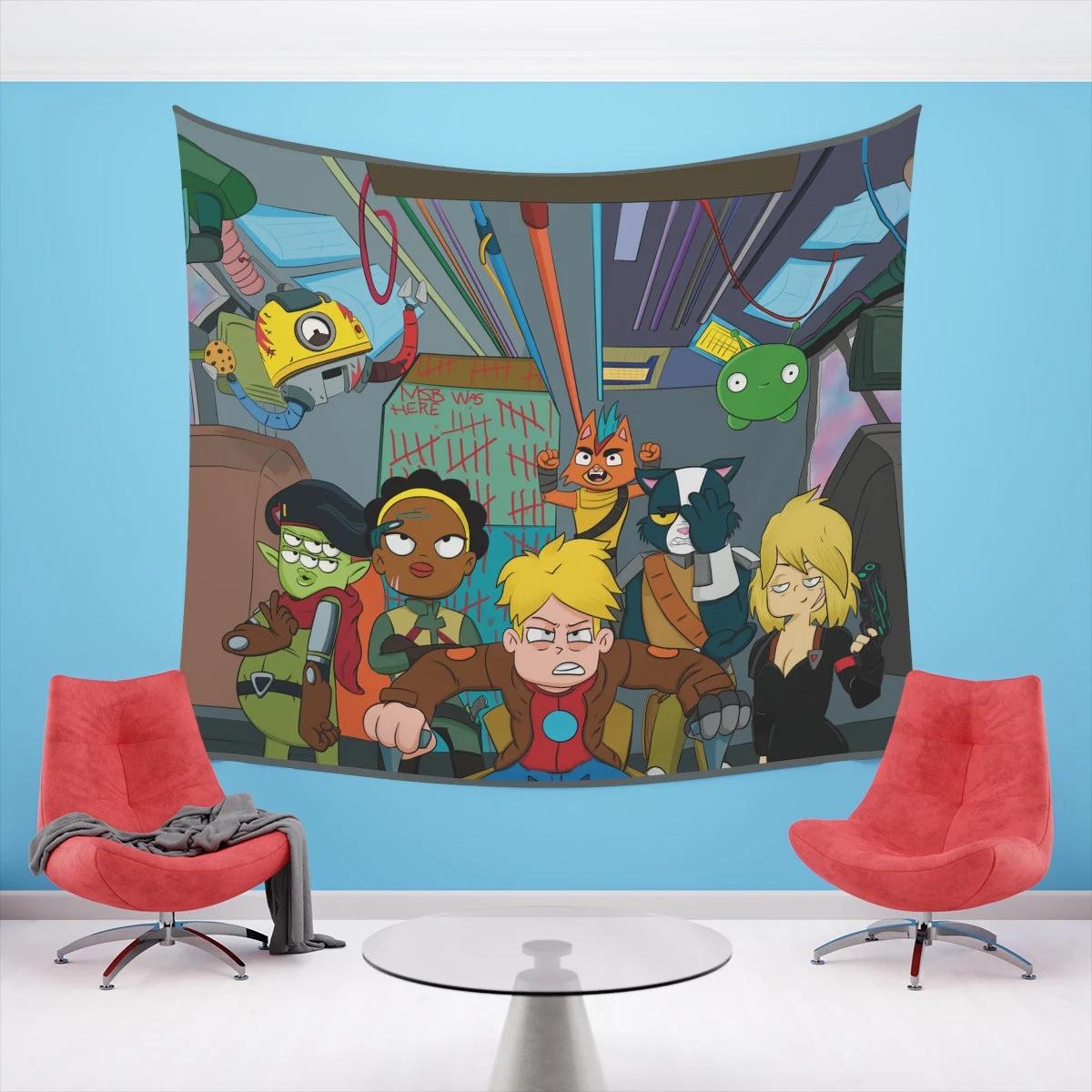 Full Staff Tapestry American Sci-Fi Animation Background Fabric Fan Room Trendy Room Decoration 100X70CM