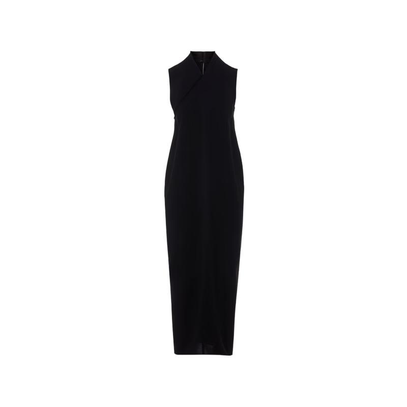 Elegant Triacetate Sleeveless V-Neck Dress XL
