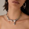 C040ins Lava Water Drop Liquid Metal Choker for Women Simple Round Irregular Choker