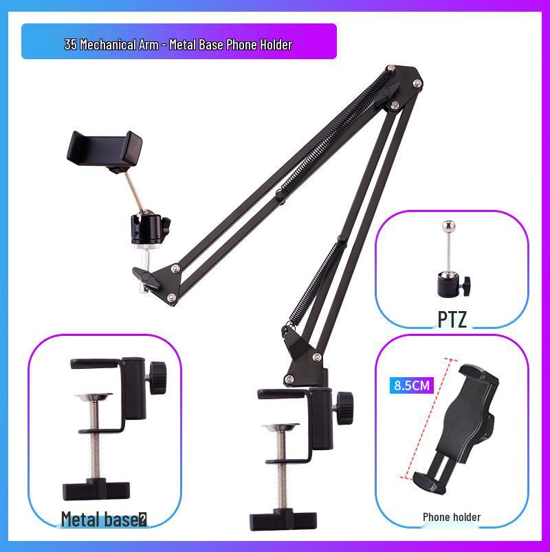 Rotating Folding Metal Arm for Mobile Phones & Tablets: Bedside, Desktop, or Coffee Table.