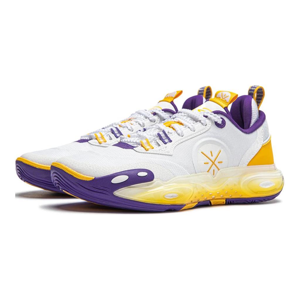 Li Ning City 12 Beng Technology Low Top Basketball Shoes Kids Sneaker White Yellow YKBU032-1