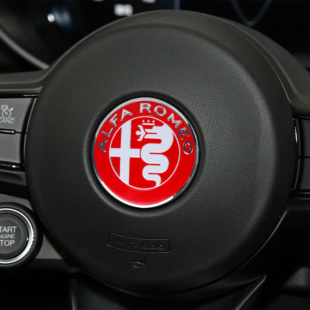 3D Car Steering Wheel Badge Replacement Emblem Decor For Alfa Romeo Giulia Stelvio Giulietta Interior Sticker Auto Accessories