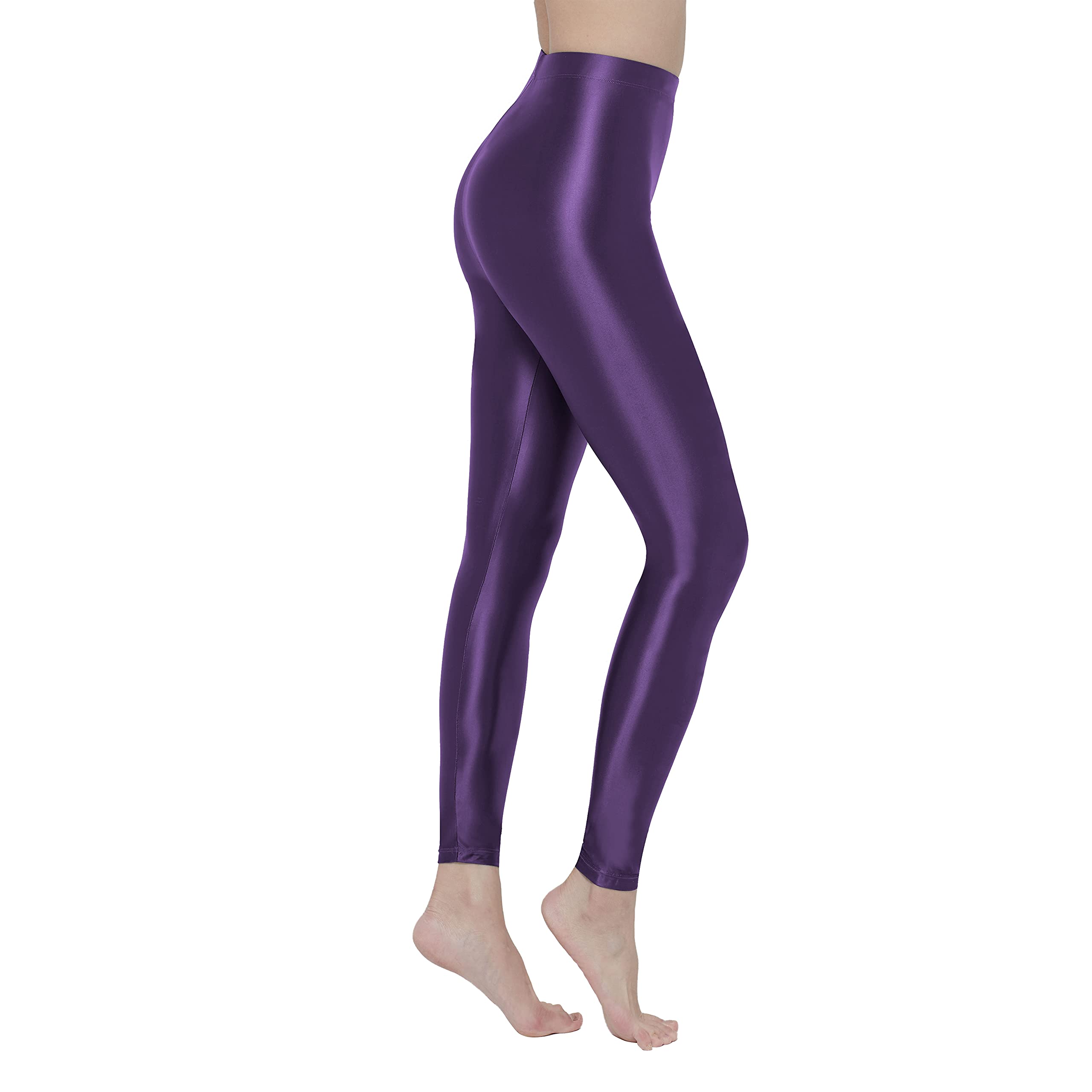 

Allurea Classic Glossy Shiny Yoga [AMORESY] High-Waisted Leggings, Spandex, Women s Slim-Fit Tights, Pants, Sports, Dance, (JP, Alphabet, M, Purple) фиолетовый