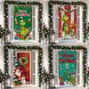 1Pcs Merry Christmas Door Cover Banner Polyester Snowman White Christmas Tree Pattern for Eve New Year Holiday Party Front Door Home Wall Decor