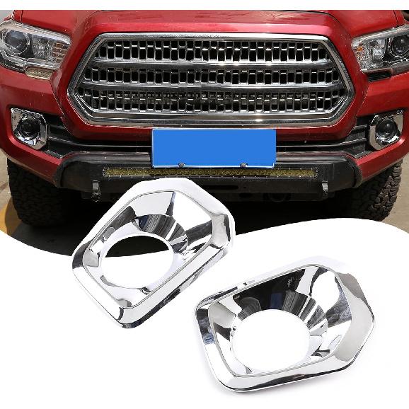 Lcojicep Car Front Fog Light Lamp Decoration Cover Trim Compatible with Tacoma 2016-2022 ABS Front Bumper Driving Fog Cover Trim Frame Car Bright light