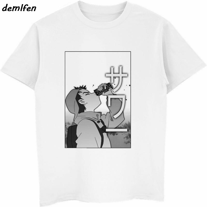 2019 Unisex Short Sleeve T Shirt Sad Girl Retro Japanese Anime Vaporwave Funny Clothes Novelty Hip Hop Tees Tops Harajuku Tshirt