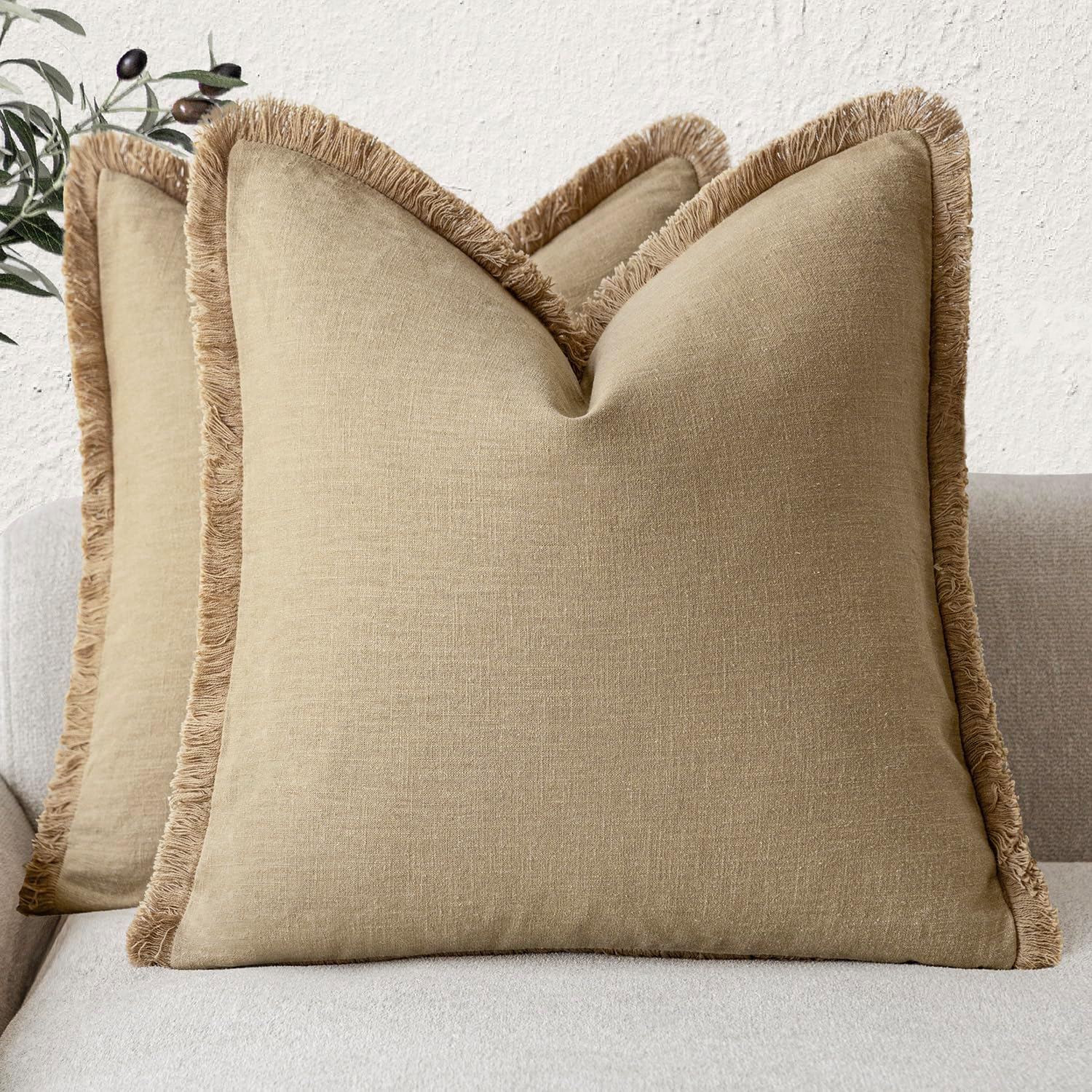 Decoratieve Linnen Franje Kussensloop Boheemse Boerderij Kussenhoes met Franje Woonkamer Bank Bed Stoel 45X45Cm Bruin 30x50cm