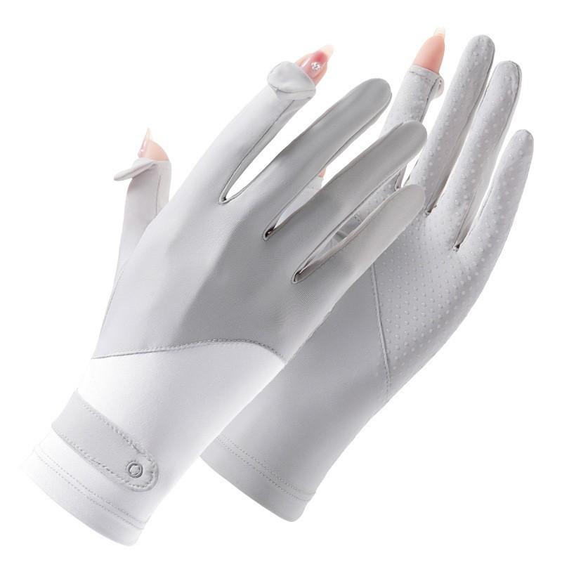 Summer sunscreen gloves women's ice silk sleeves driving sports thin non-slip elastic spring