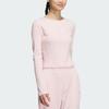 adidas Women's Ribbed Crew Neck Long Sleeve Top Pink JJ3596