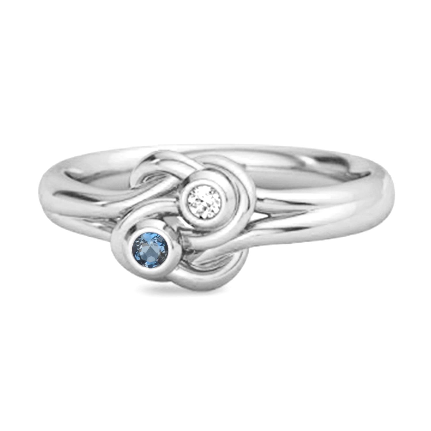 London Blue Topaz Dual Stone Stackable Ring - 925 Sterling Silver 7.5