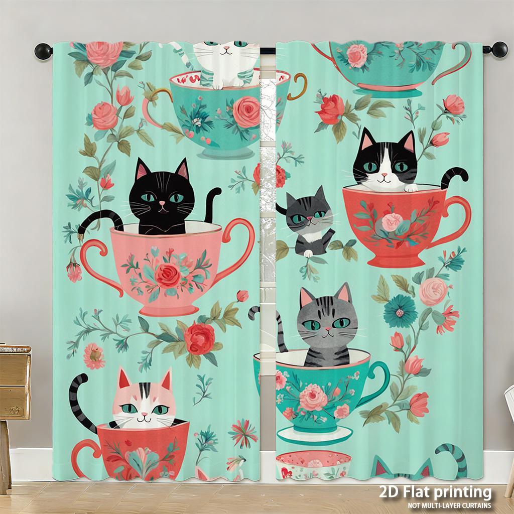 Piece Set High Definition Digital Printed Curtainstropicalfloralpatternbirdsorangegreenhome Decoration Style Curtain Made Of Polyester