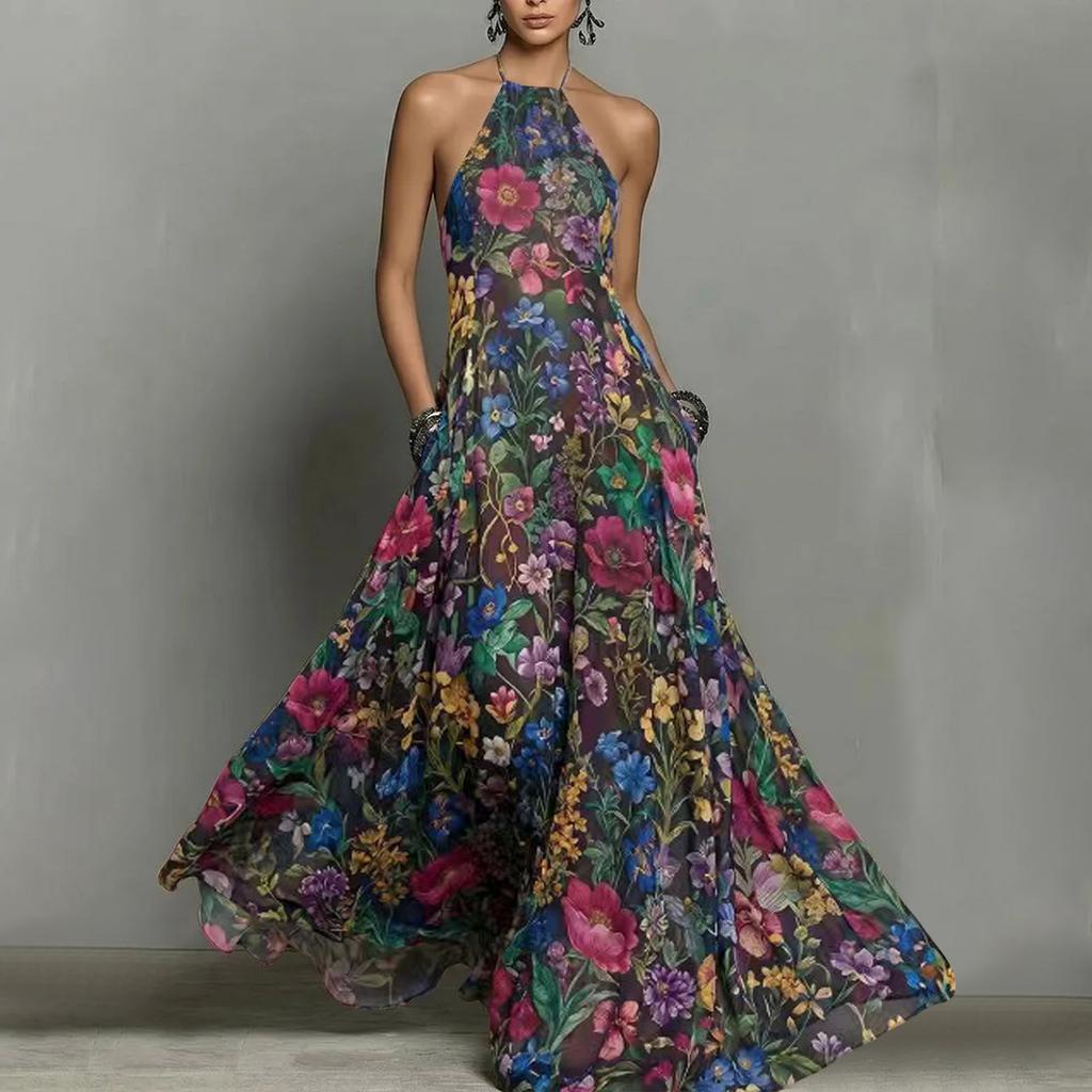 Women's Casual Floral Print Neck Jumpsuit
